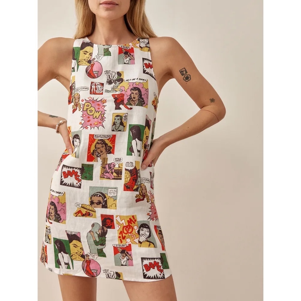 Reformation Jessi Linen Dress Comic Book